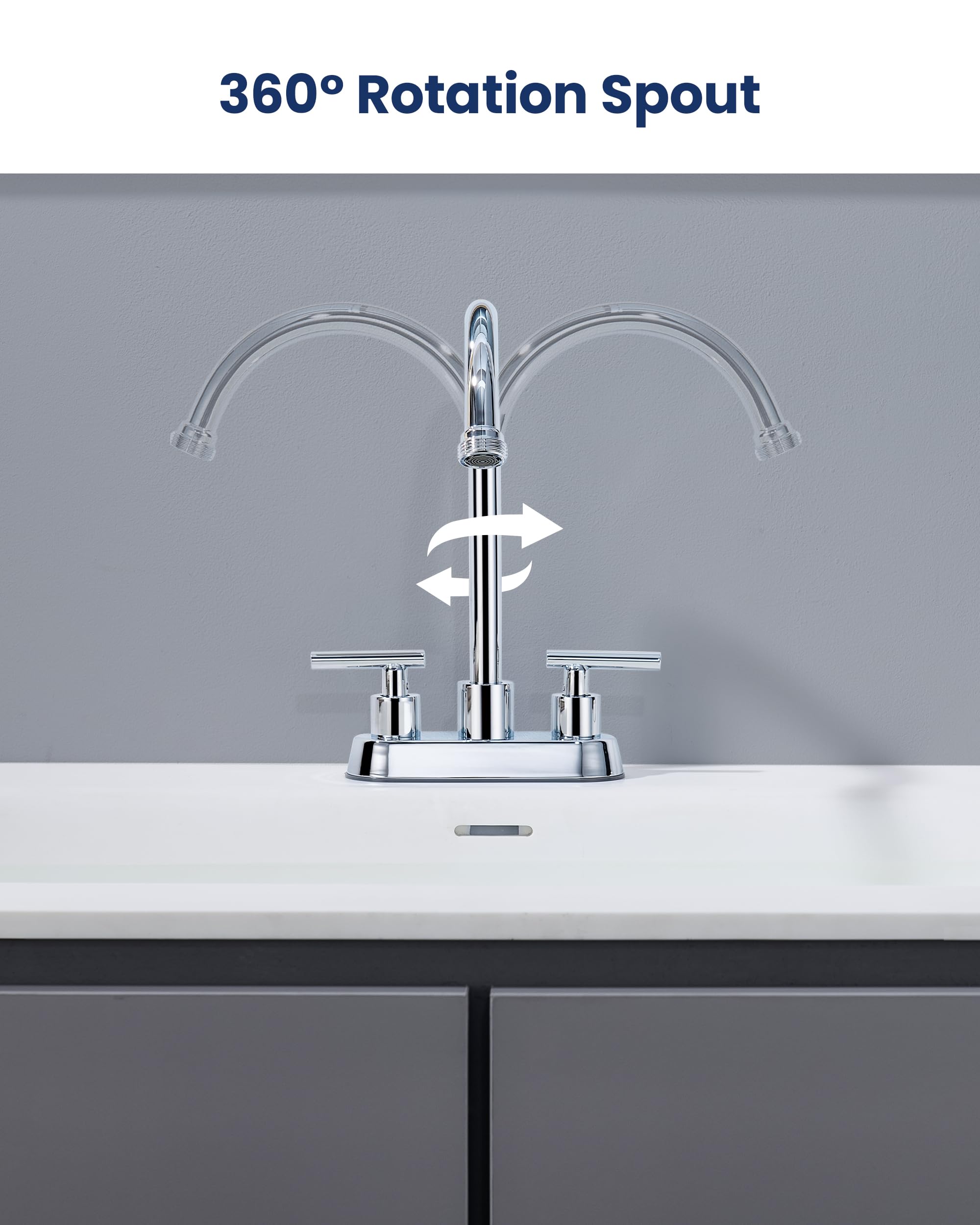 KroBer 4" Chrome Laundry Faucet - 360° Swivel -6