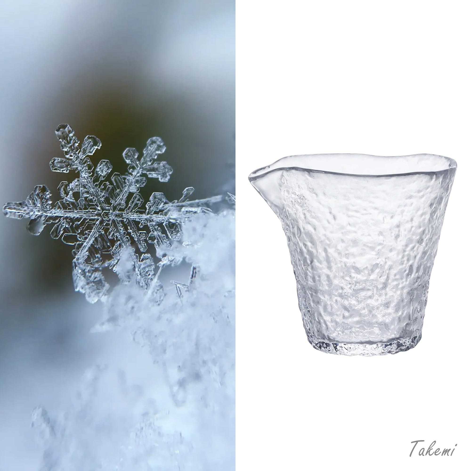 Japanese Handcrafted Sake Cups – Exquisite Artisan Glassware for Cold Sake & Shochu, Elegant Drinkware for Any Occasion, Made in Japan (First Snow Sake Carafe, Carafe 8.4 fl oz - 250ml)