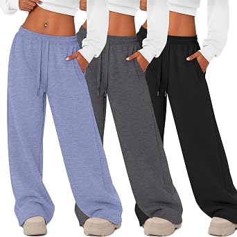 3 Pack Womens Wide Leg Lounge Yoga Pants