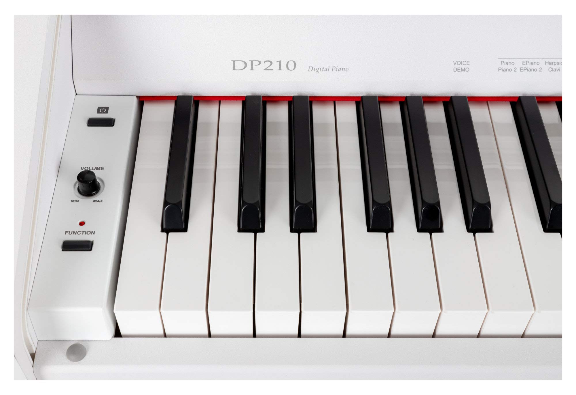 Classic Cantabile DP-210 WM E-Piano bianco opaco, Polifonia a 64 voci | Tastiera HA-88-S500 con 88 tasti a meccanica a martello, Soft, Medio, Hard, 1 brano demo interno, 26 suoni WMA, 2 x cuffie