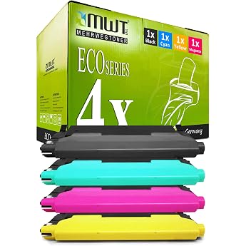4 x MWT Toner Set Compatible with Samsung CLP 320 325 + CLX 3180 3185 - Alternative for CLT K4072S C4072S Y4072S CLT M4072S - Black + Cyan + Magenta + Yellow