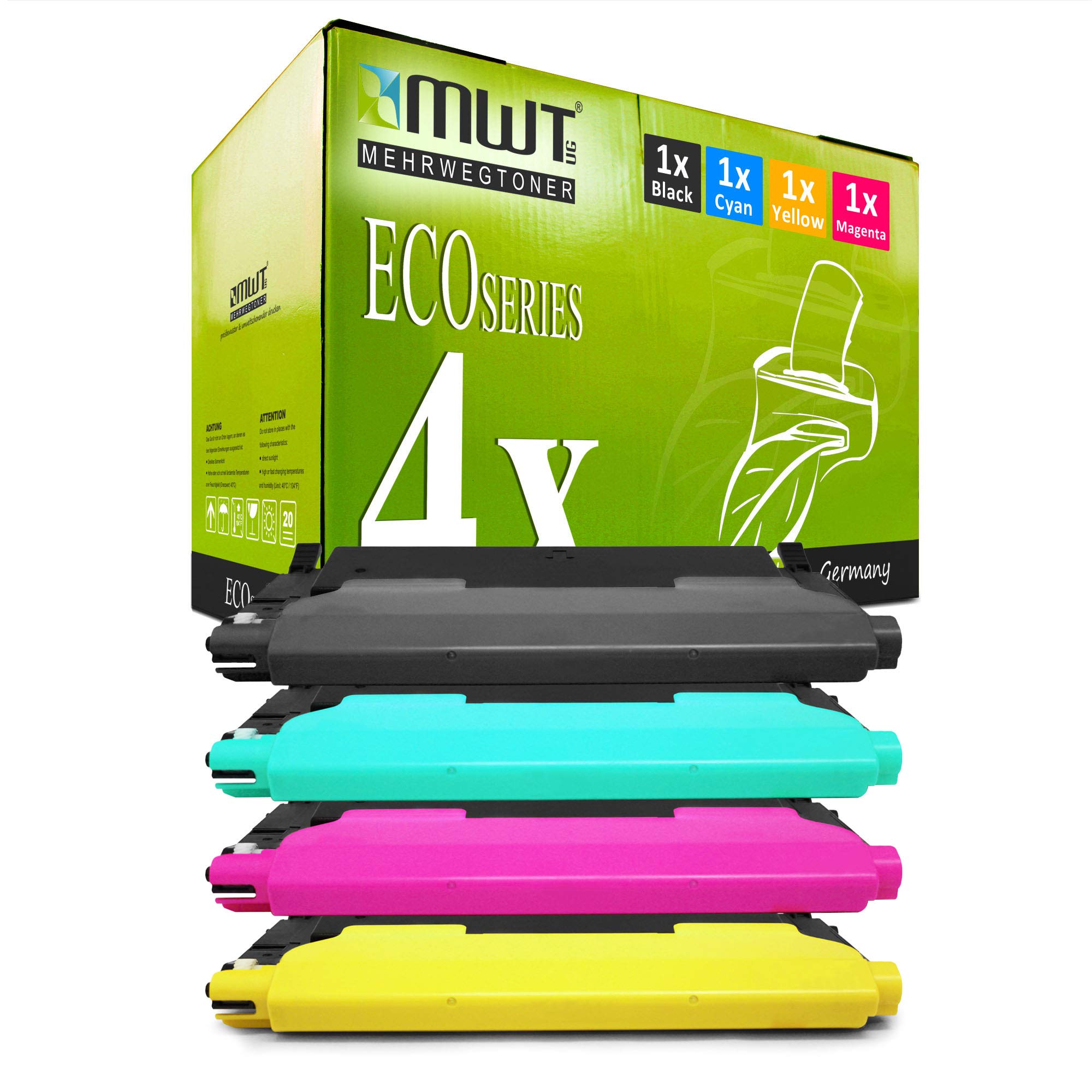 Lot de 4 mwt non OEM Toner compatible pour Samsung CLP 320 325/CLX 3180 3185 équivalent du modèle CLT K4072S C4072S Y4072S M4072S – Black Noir + Cyan + Magenta + jaune Jaune
