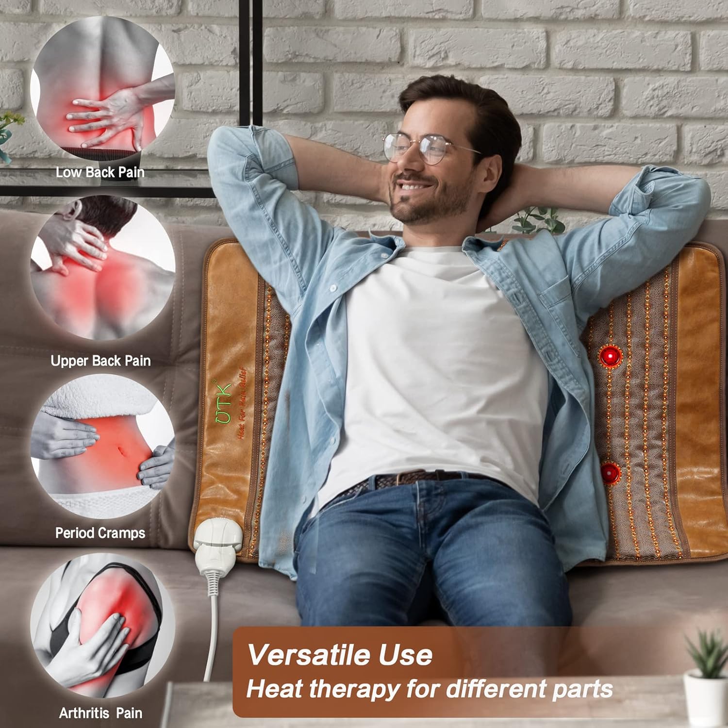 UTK Far Infrared Heating Pad, Weighted Heating Pad for Back Pain Relief, 4-in-1 Photon Deeper Therapy, 4H Auto Off, Hotter to 159℉, Overheat Protection, Memory Function, Gifts for Women, 21'' x 31''