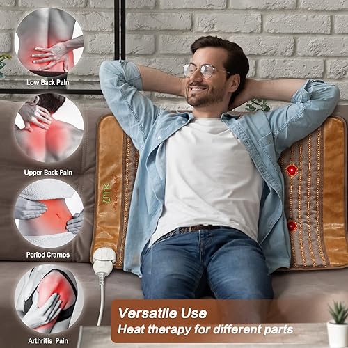 Miniatura 4 de UTK Almohadilla térmica infrarroja lejana, almohadilla térmica pesada para aliviar el dolor de espalda, terapia más profunda de fotones 4 en 1,