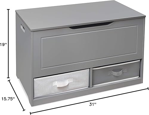 Miniatura 8 de Badger Basket Caja de juguetes y banco de almacenamiento, combo de pecho y asiento con 2 cestas reversibles, tapa de bisagra de seguridad