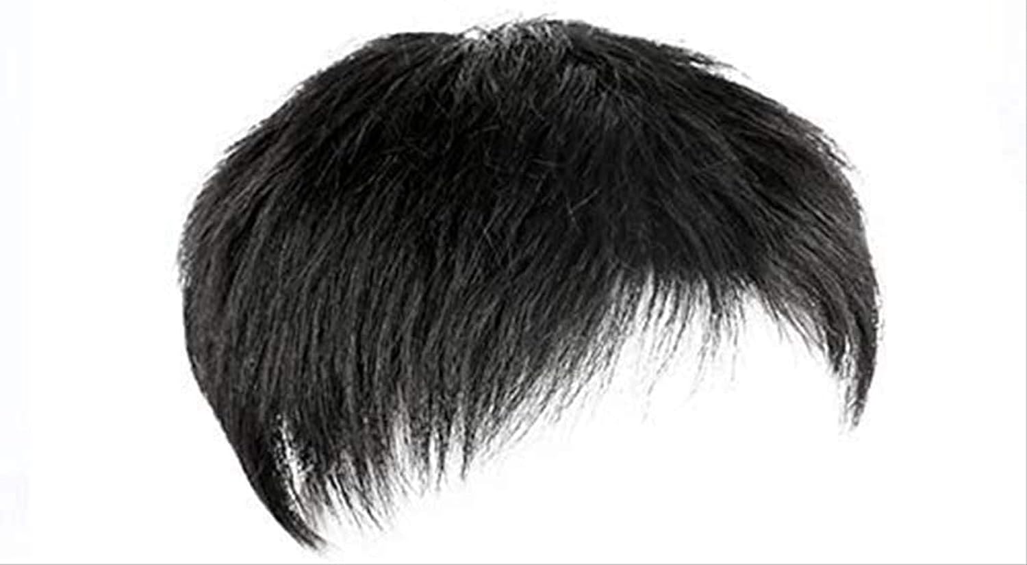 Real Human Hair Short Straight Men Virgin Human Brazilian Hair Tropper, Natural Black Short Men Topper Wig Toupee Clip for Male Guy Daily Wear