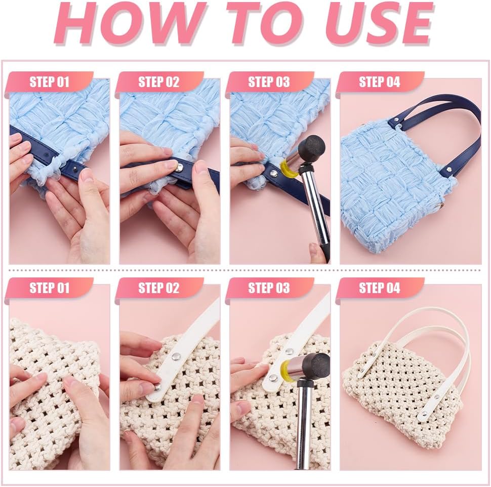 PH PandaHall 16pcs 17.7 inch PU Leather Purse Straps Short Handbag Handles Strap, 8 Colors Tote Bag Handle Strap with Iron Rivets for DIY Handmade Bag Purse Making Accessories