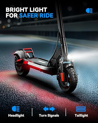 Miniatura 6 de Scooter eléctrico para adultos, scooter E de desplazamiento con neumático de aire todoterreno de 10 pulgadas, alcance máximo de 31 millas y