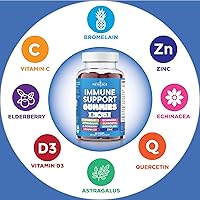 Vista 3 de NEW AGE Suplemento de refuerzo de apoyo inmunológico 8 en 1 con raíz de astrágalo, vitamina C y zinc 50 mg, vitamina D 5000 UI, quercetina