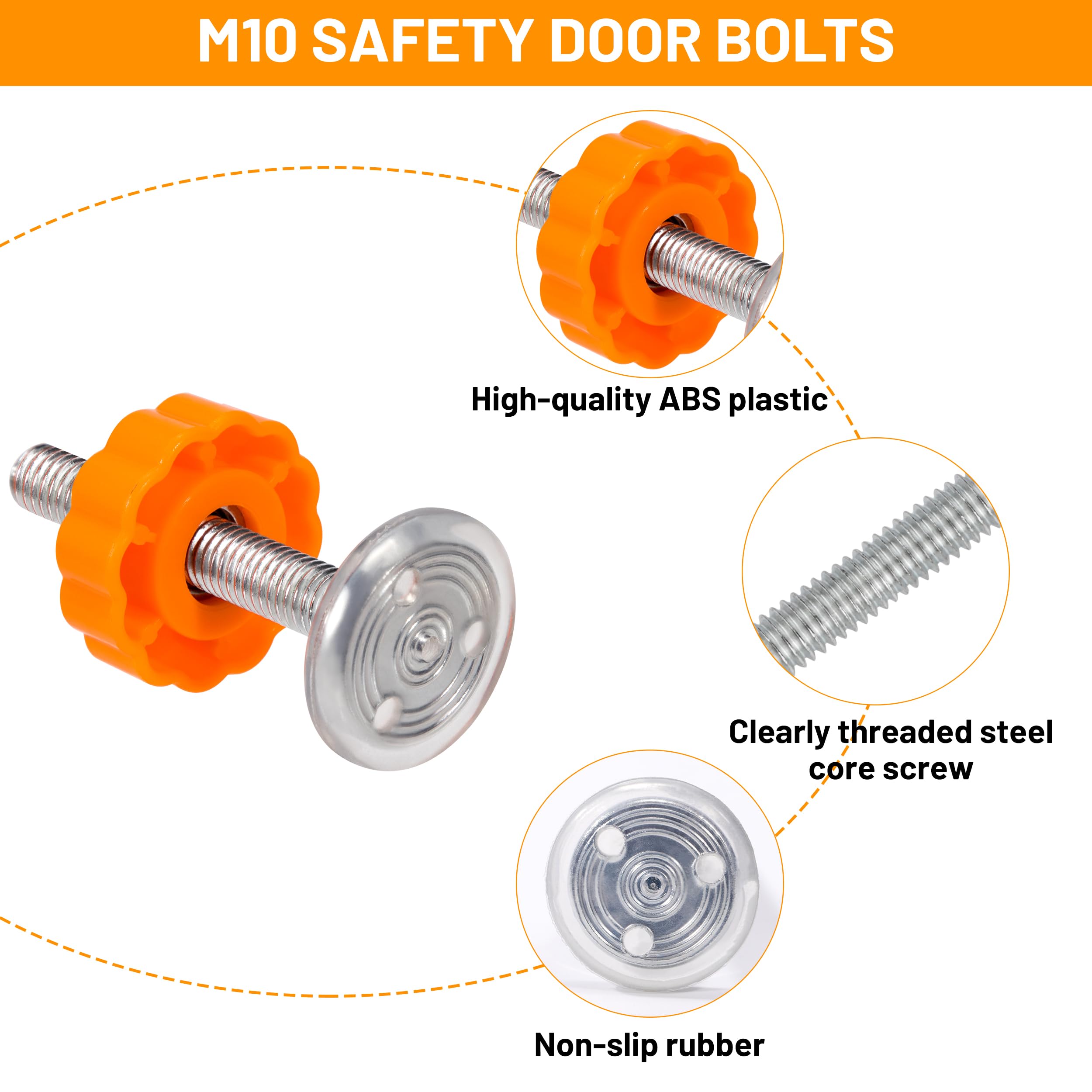 4 Viti A Pressione M10 Per Cancelli Sicurezza Bambini E Animali - Lunghezza 90 Mm (Bianco)