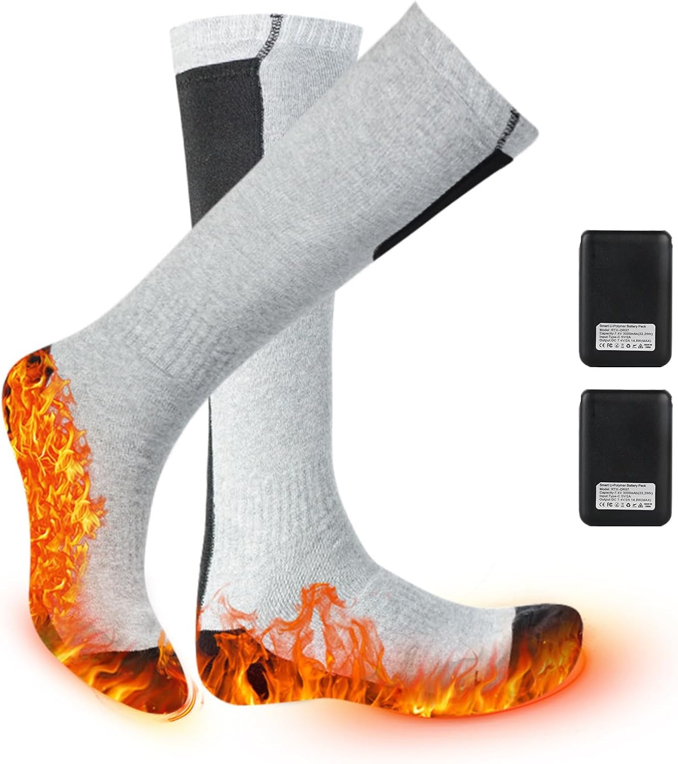 Heated Socks for Men Women, Heated Ski Socks, 3 Heating Levels, Washable, for Hunting, Camping, Hiking, Walking, Fishing, Cycling