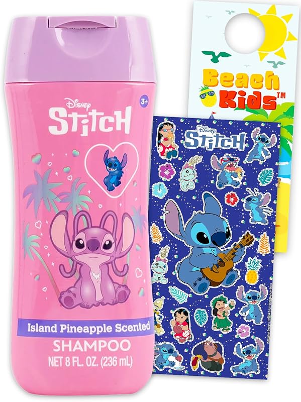 Disney Lilo and Stitch Conjunto de Banho Infantil com Espuma de Banho de Abacaxi Island Pineapple, Adesivos e Plaquinha de Porta