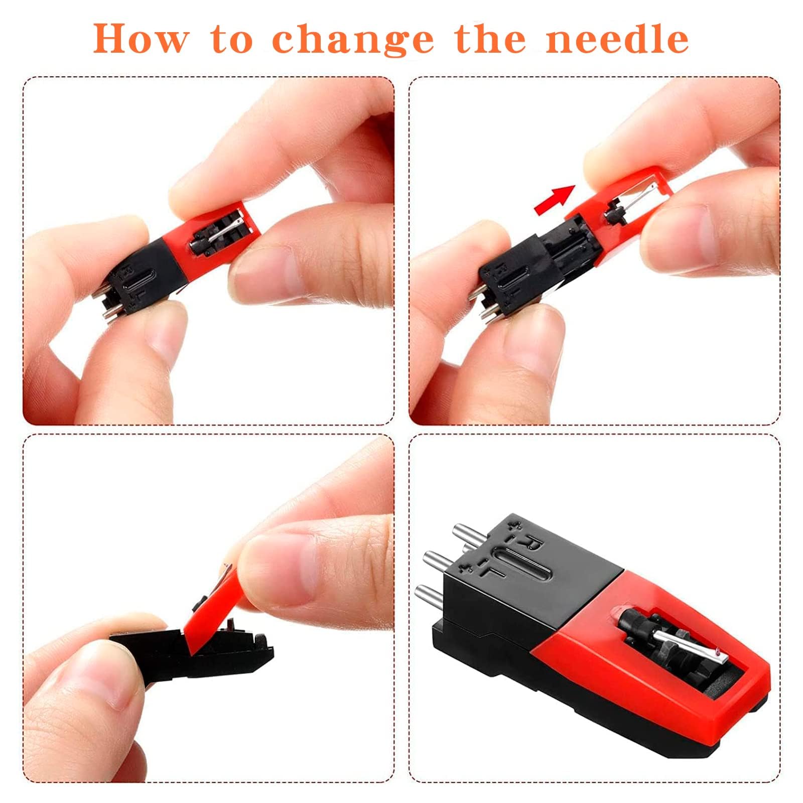 5Pcs Record Player Needle Set, 1 Record Player Turntable Cartridge with 4 Diamond Stylus Replacement for Vinyl Record Player for Most Turntables, Enhanced Audio Performance - Image 2 thumbnail