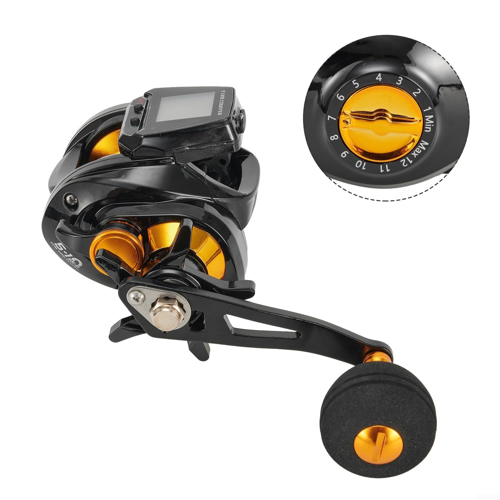 Carrete de cebo de pesca eléctrico con pantalla digital: carrete de cebo recargable, relación de engranaje 6.3:1
