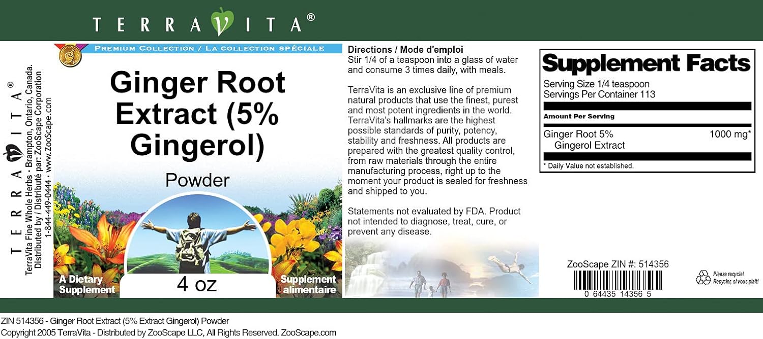Ginger Root Extract (5% Gingerol) Powder (4 oz, ZIN: 514356)