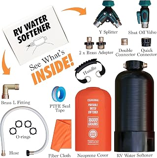 NPGLOBAL Portable RV Water Softener 16,000 Grain - 3/4" GHT Fittings for RVs, Trailers, Boats, Car Washing & Pressure Washers