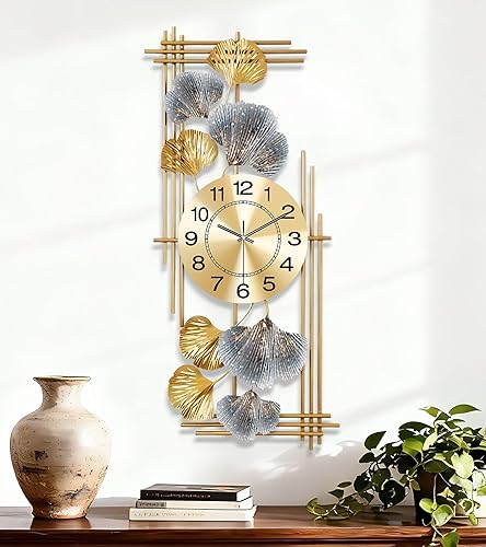 Miniatura 9 de Reloj de pared grande, relojes modernos para sala de estar, diseño geométrico, reloj de pared silencioso, funciona con pilas, para sala de estar,