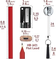 Vista 4 de 14 Lápices de Carpintero, 7 Pulgadas Octagonales Planos Negros Duros para Carpintería y Construcción, Lápices Resistentes con Sacapuntas