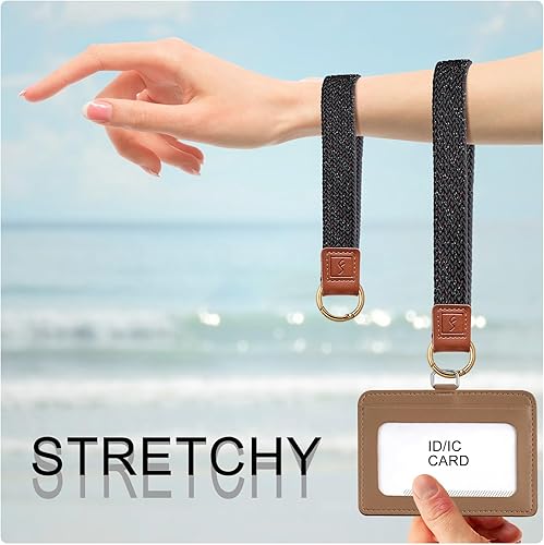 Miniatura 3 de Fishent Llavero elástico, bonito llavero de pulsera, cordón de muñeca tejido mejorado para llaves, Noche estrellada