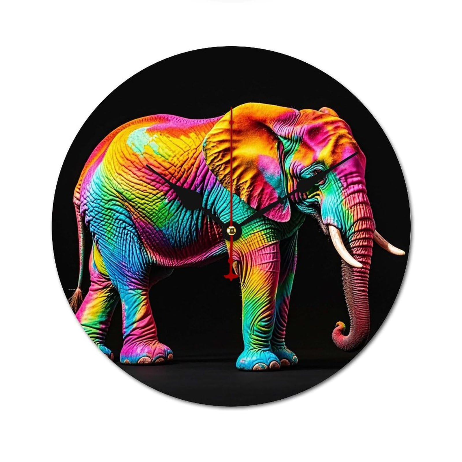 Horloge en bois motif éléphants de 60 cm pour sublimer votre bureau ou cuisine
