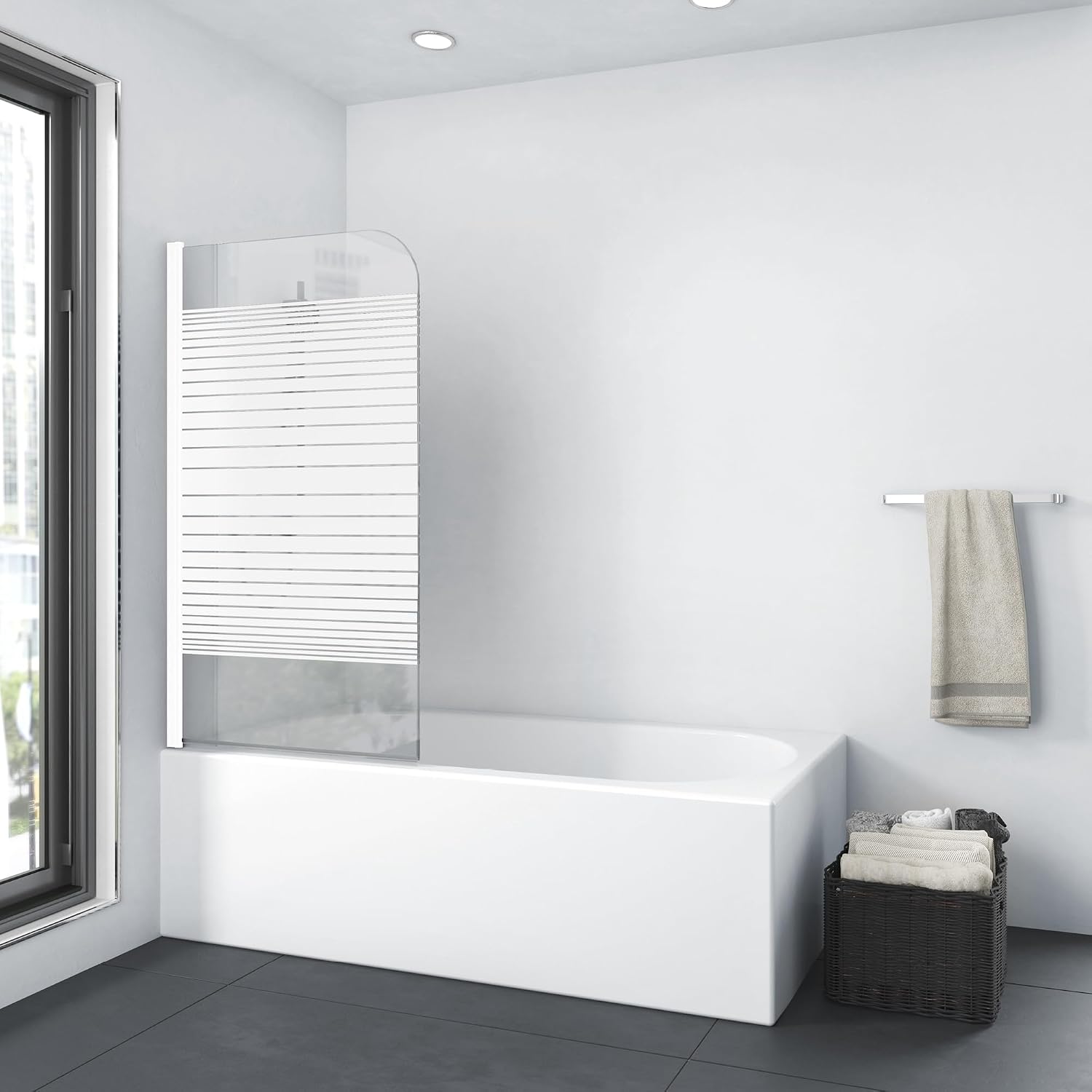 Marwell White Lines - Pannello doccia vasca 75x140 cm