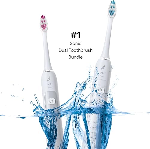 Miniatura 3 de Acteh Sonic - Juego de cepillos de dientes eléctricos duales 5 modos temporizador inteligente de larga duración batería de 2 cepillos de dientes