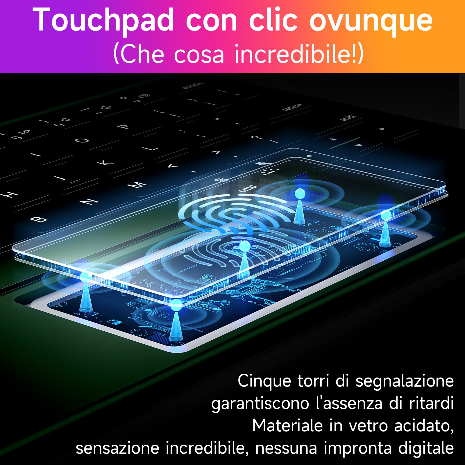 HOU tastiera per iPad Air 11"(M2 2024/M3 2025)/Air 5th/Air 4th generazione iPad Pro 11" (4a/3a/2a/1a) generazione,design magnetico galleggiante,trackpad e tastiera Disposizione italiana,verde