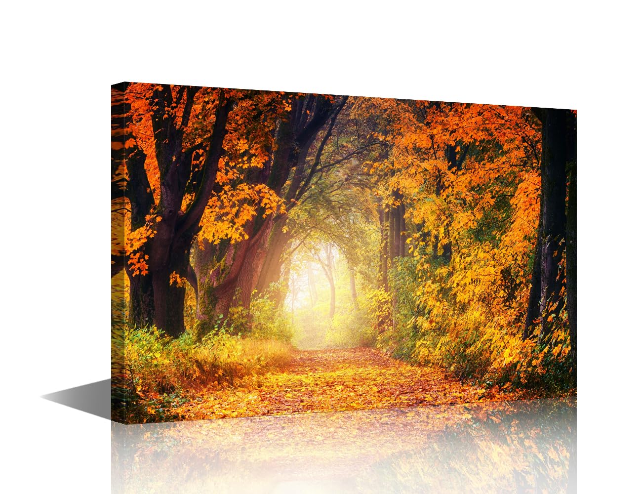 Wall Decorations for Living Room Modern Path Through Autumn Fall Season Tree Forest Wall Art Scenery Pictures for Bedroom Home Decoration Posters and Prints Ready to Hang (24"W x 16"H)
