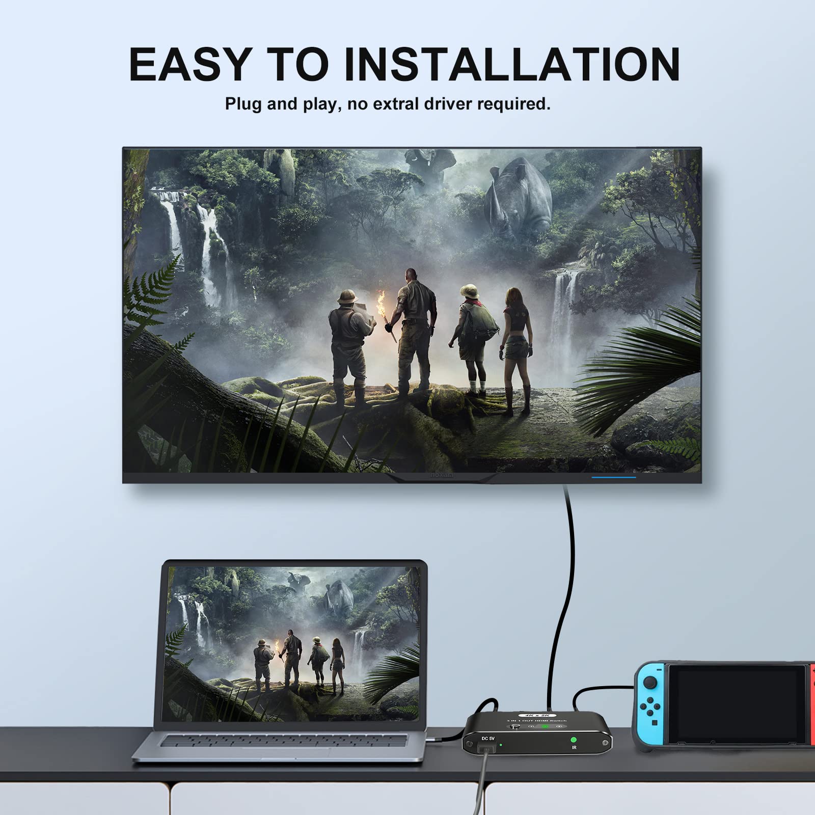 4K HDMI rozdzielacz z pilotem zdalnego sterowania, 3 wejścia 1 wyjście, aluminiowa 3-portowa skrzynka przełącznika HDMI, obsługuje 4K@30Hz HD 3D 1080P do dekodera, Fire Stick, Switch, X Box, PS, DVD
