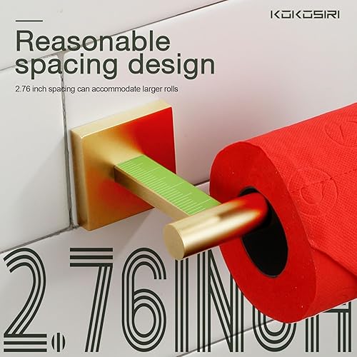 Miniatura 4 de KOKOSIRI Soporte de papel higiénico Dispensador de papel tisú para baño Portarrollos de baño Acero inoxidable dorado cepillado B2005BG