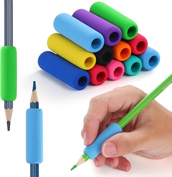 50 Pcs Soft Foam Pencil Grips for Children Handwriting, 10 Colours Comfort Pencil Cushion Grips Classic, Pencil Holder Grip for School Kids and Adults Relieving Fatigue