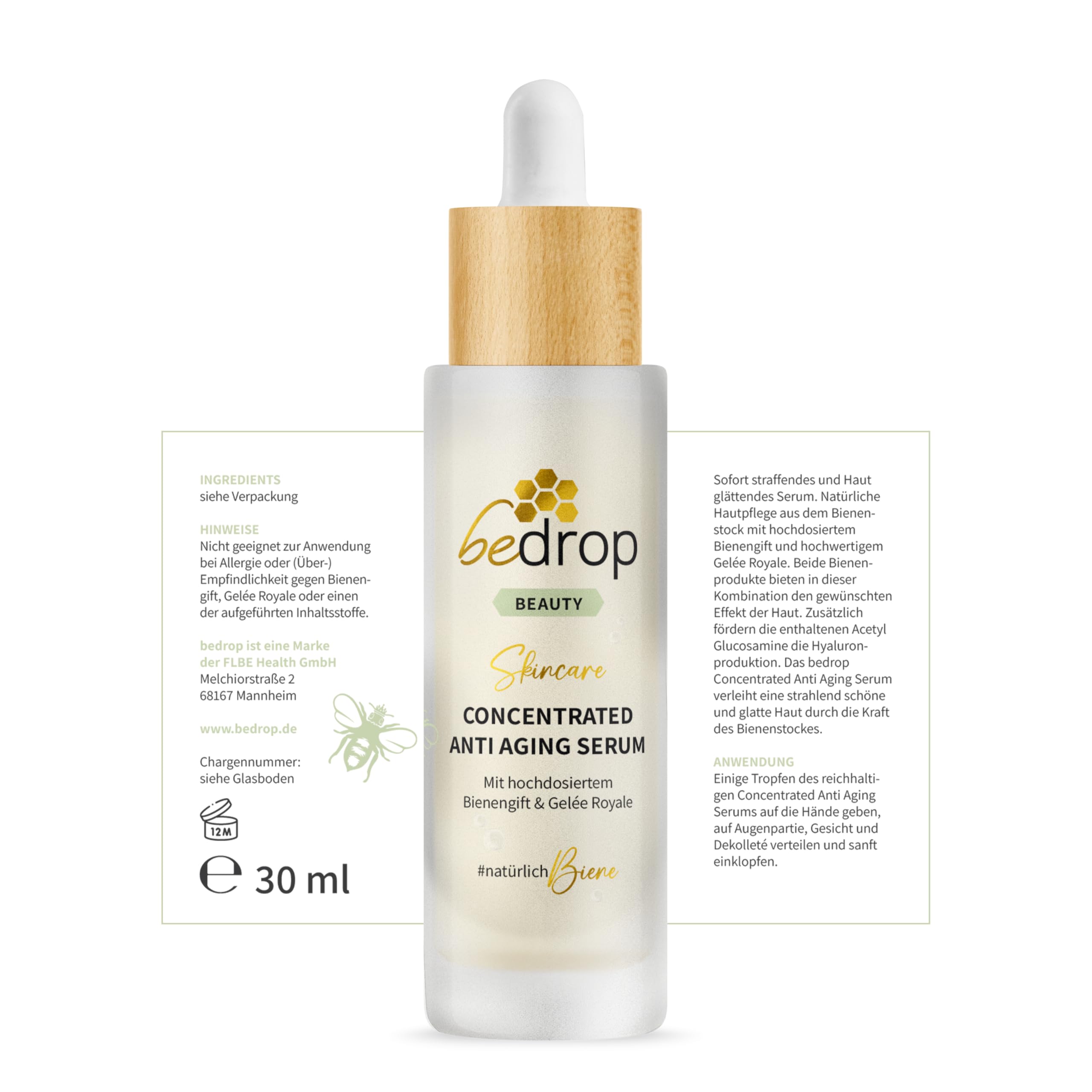 bedrop Anti-Aging-Set CONCENTRATED Serum & Nachtcreme Booster hochdosiertes Bienengift, straffend & regenerierend, Anti-Aging Effekt über Nacht, frei von Parfüm & Duftstoffen