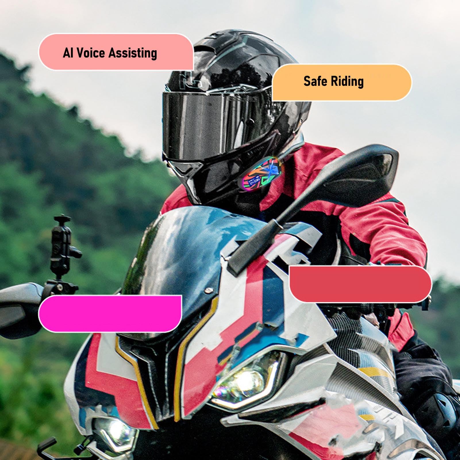 Bediffer Auricolare Bluetooth per Casco da Motociclista, Impermeabile IP65