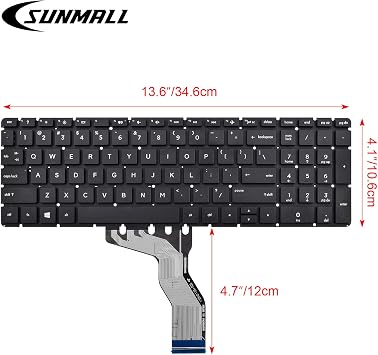 Replacement Keyboard Compatible with HP 15-BS 15-BP 15-BR 15-BW 15G-BR 15Q-BD 15Z-BW 17G-BR 15-RA 15-RB 17-BS (Black Without Bbcklit)