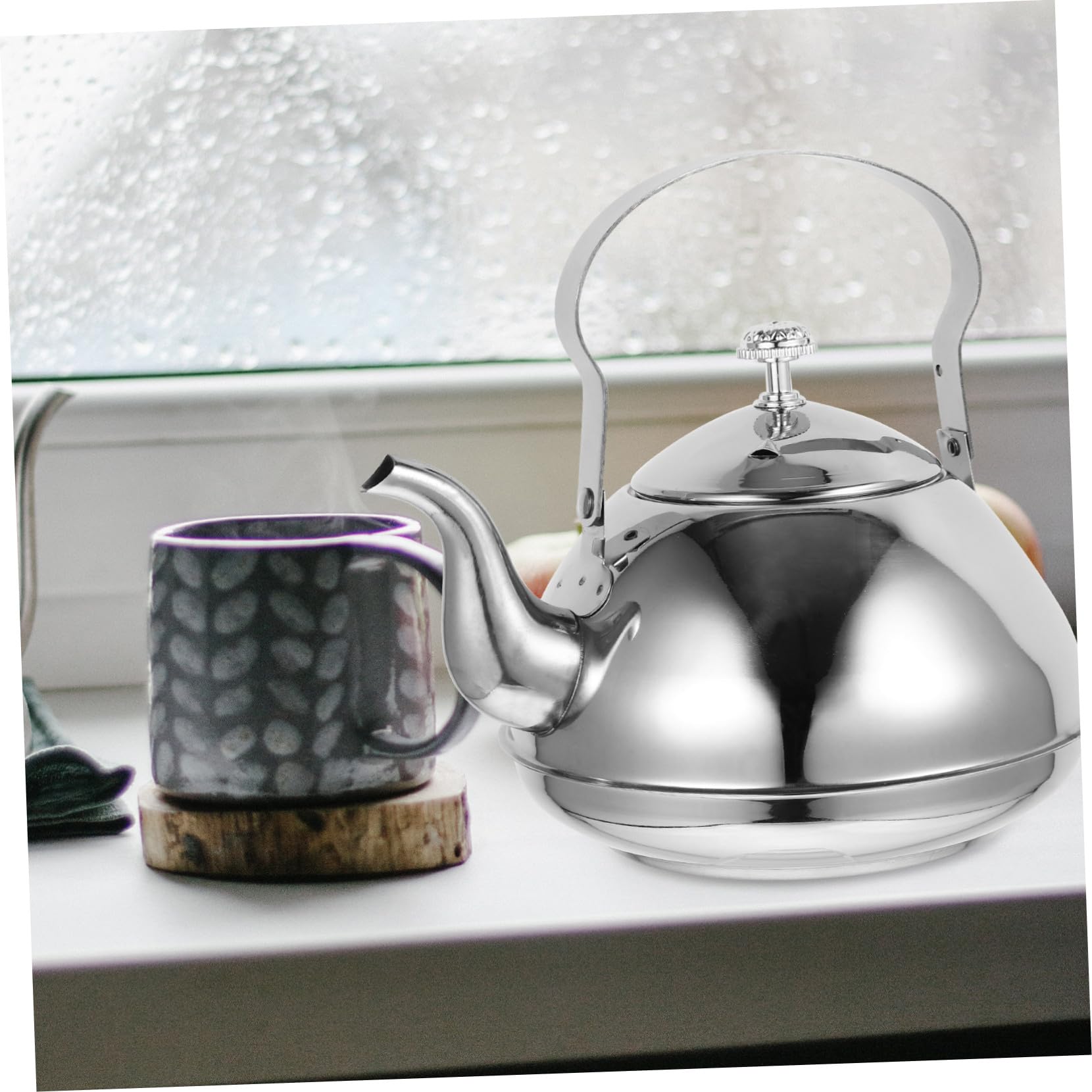 Alipis Théière Acier Inoxydable avec Filtre Amovible et Poignée Bouilloire pour Infusion de Thé Maison et Restaurant Design Classique et Moderne