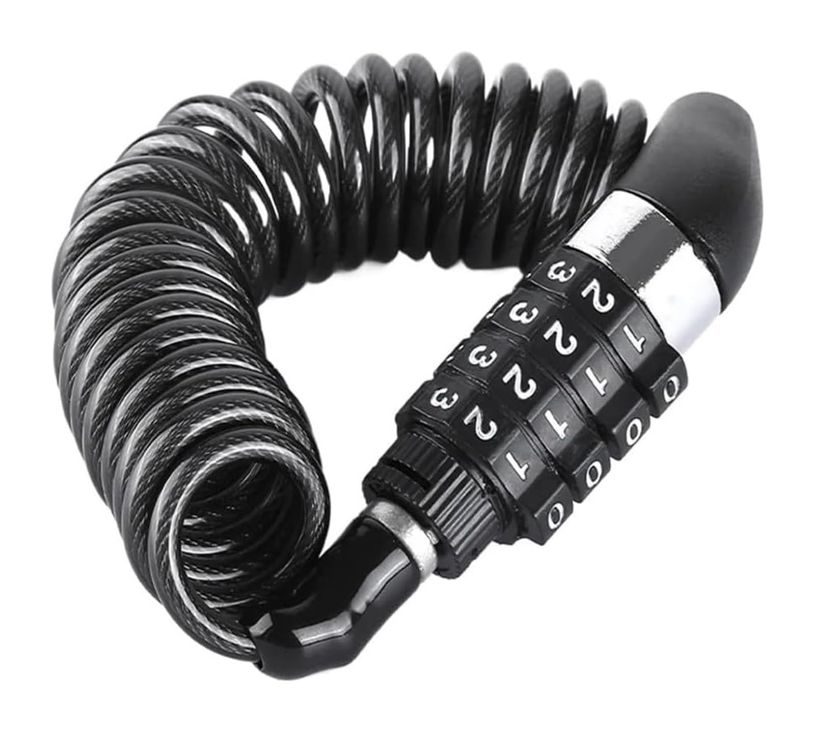 Giveduno Black Bicycle Lock, Bicycle Lock Steel Wire Chain 4 Digit Password -Theft