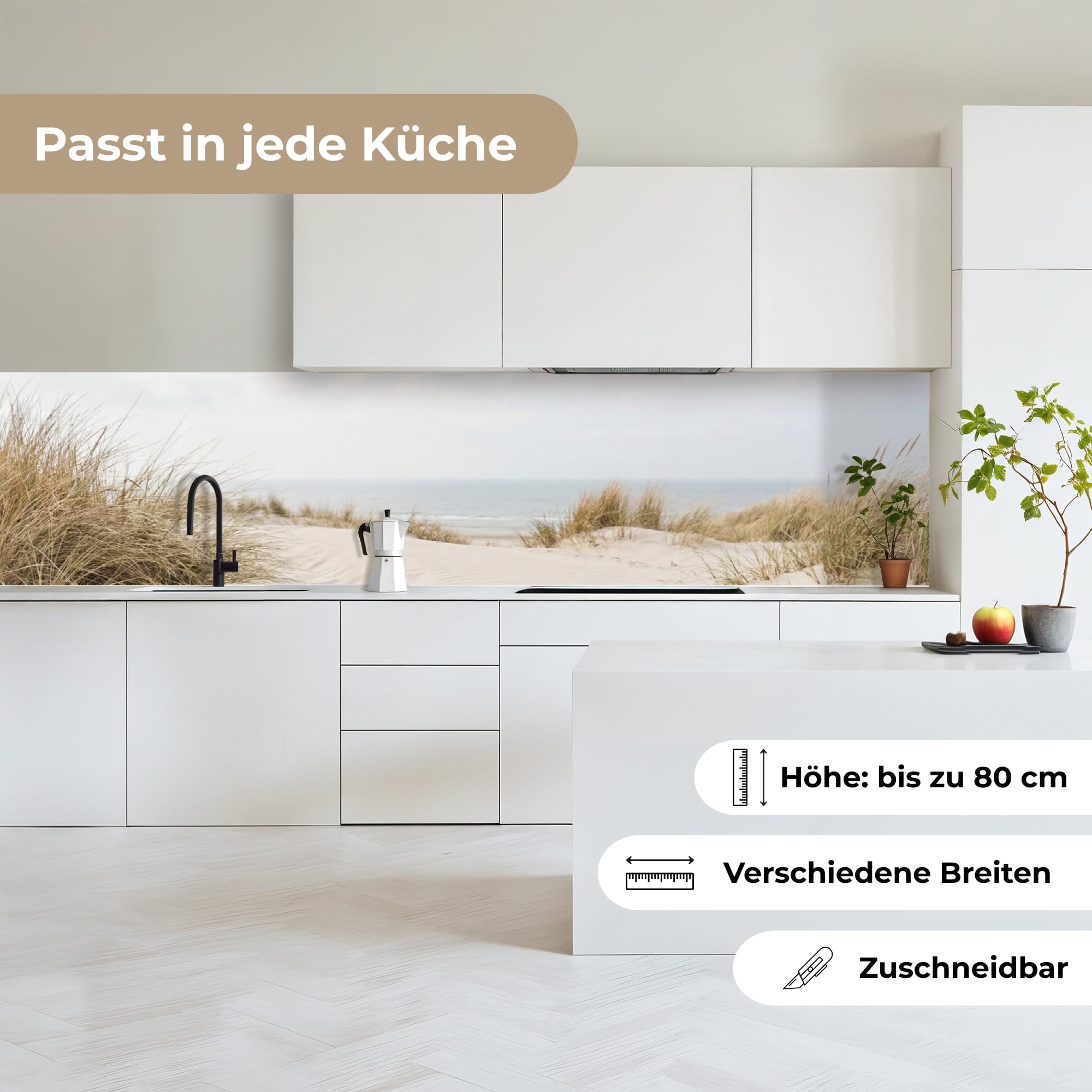 KitchenYeah© Küchenrückwand 60x300 cm Selbstklebende Kitchen Wall Protector Küchen Rückenwand Küchenfronten Küchenrückwände Küche Wand Wolken - Dünenlandschaft - Sand