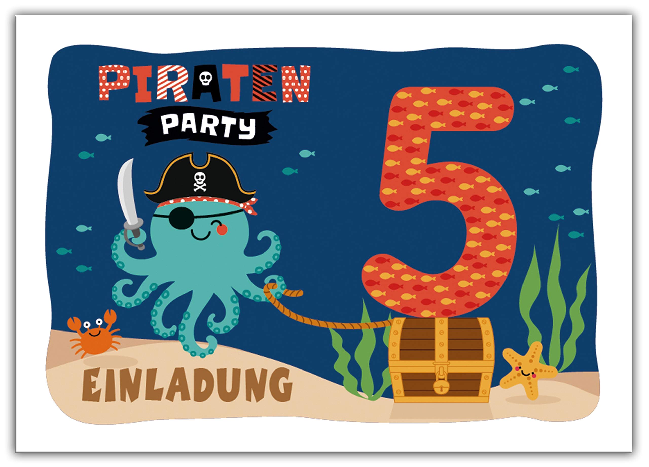 Enladungskarten Zum Ausmalen Prat Geburtstag 5 Stück, Enladung