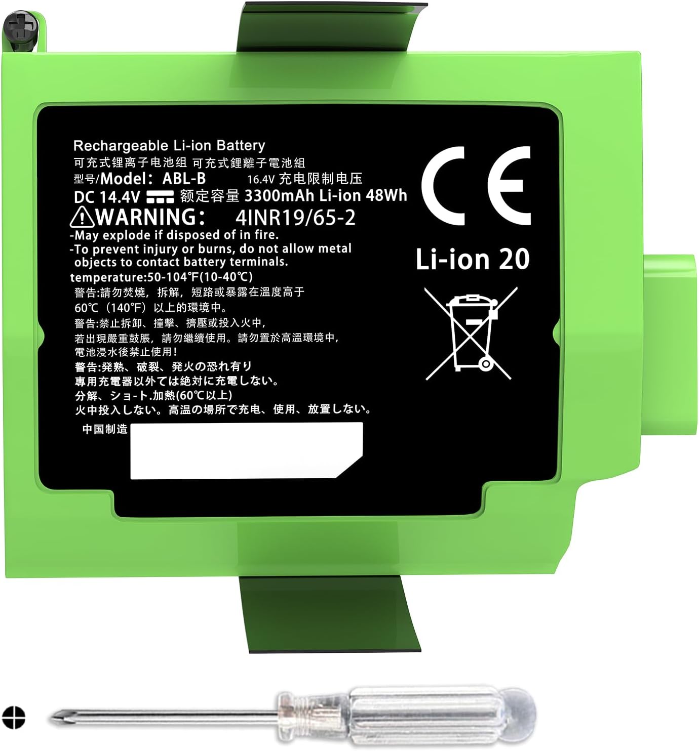 for iRobot Roomba S9 9150 + S9+ 9550 Robot Vacuum Series ABL-B Replacement Sweeper Rechargeable Li-ion Battery 4INR19/65-2 14.4V 48Wh 3300mAh