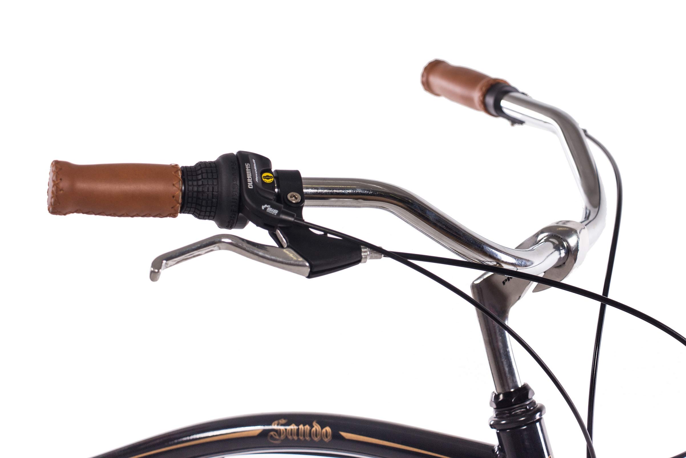 CHRISSON 26 Zoll Beachcruiser Sando schwarz Gold mit 6 Gang Shimano Tourney Kettenschaltung, Damenfahrrad, Herrenfahrrad im Retro Look, Vintage Cruiser Bike