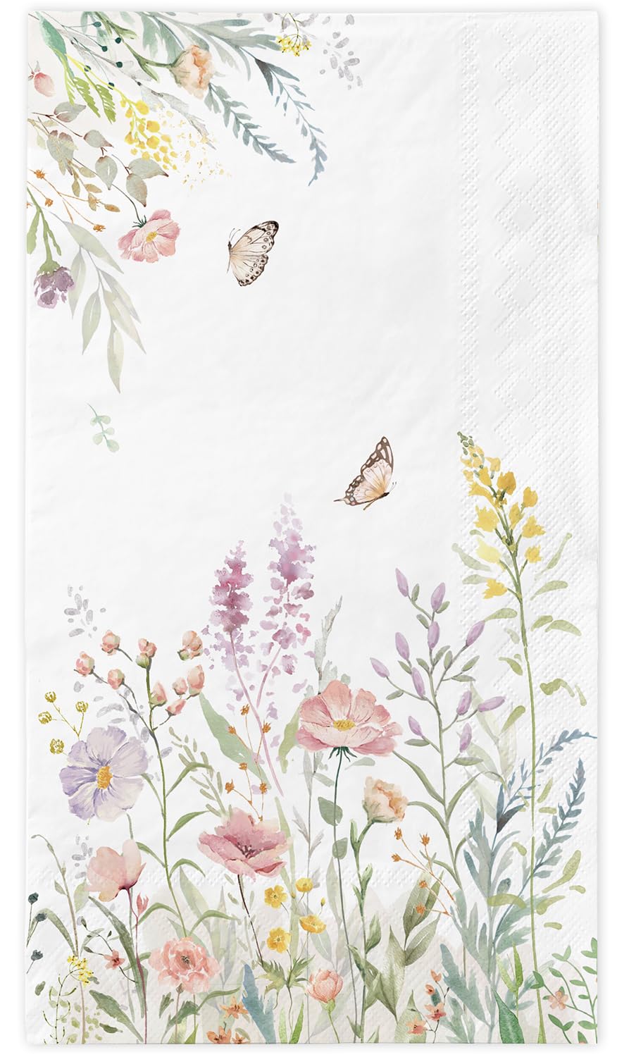 100 Spring Flower Napkins - Watercolor Wild Flower Disposable Hand Towels - Napkins Disposable Decorative for Bathroom Toilet Room Wedding Baby Shower Birthday Bridal Party Decor