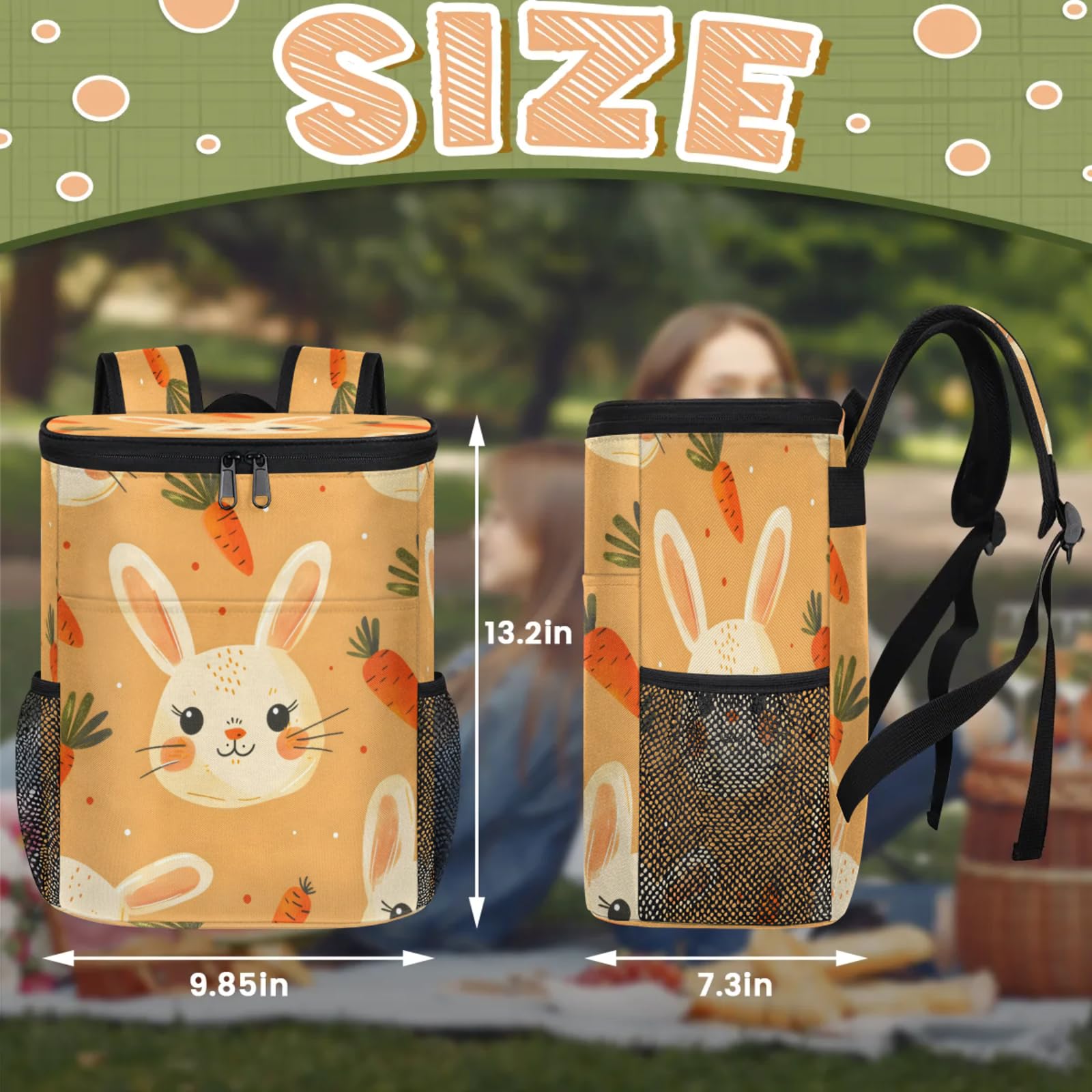 CNNINGYI Large Waterproof Insulated Cooler Backpack for Men Women, Easter Bunny Leak Proof Cooler Backpack for Camping, Picnic Travel Outdoor, Spring Easter Bunny