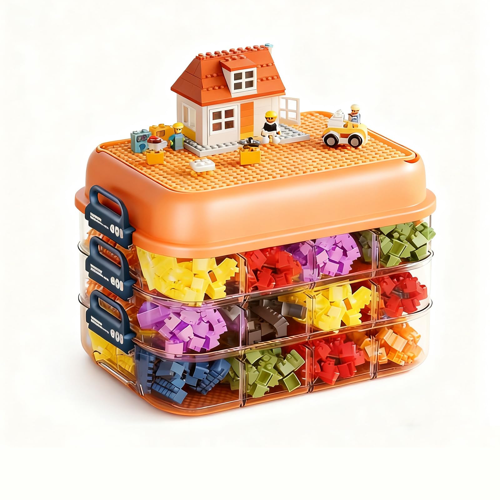 Storage Organiser for Lego,3-Layer Stackable Storage Box Lego Organiser
