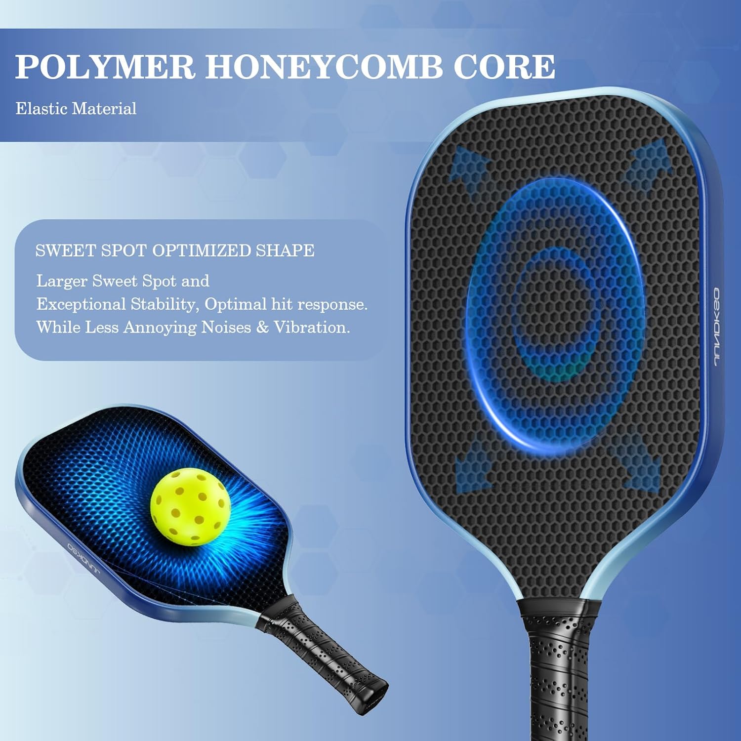 Pickleball Paddles Set of 2 - Graphite Carbon Fiber Pickle Ball Paddle Composite -USAPA Approved Pro Pickle Racket -14mm Lightweight PP Honeycomb Core -Men's and Women's Outdoor Game Gift Set/Blue - Image 4