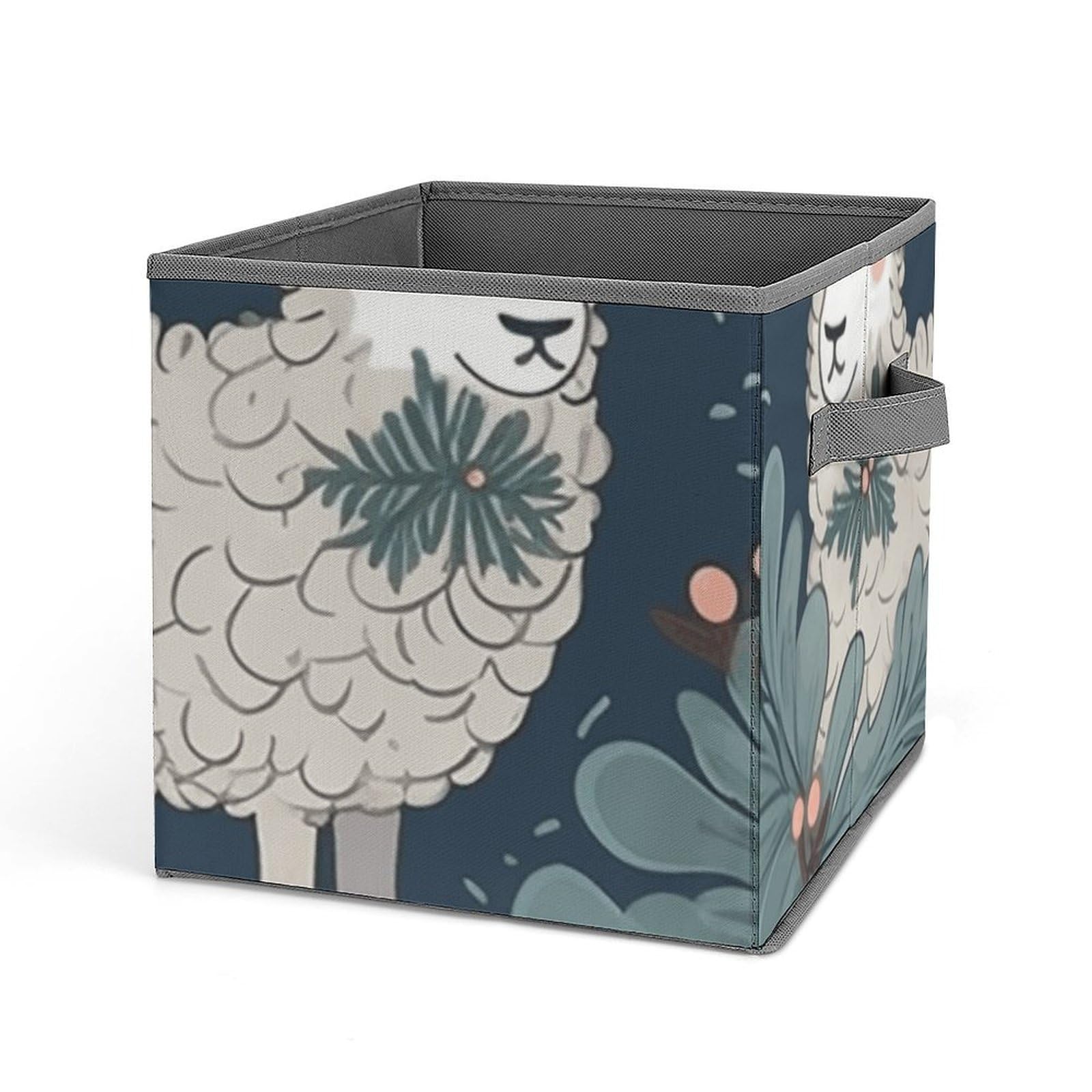 Cube de rangement pliable avec poignée ergonomique et motif imprimé