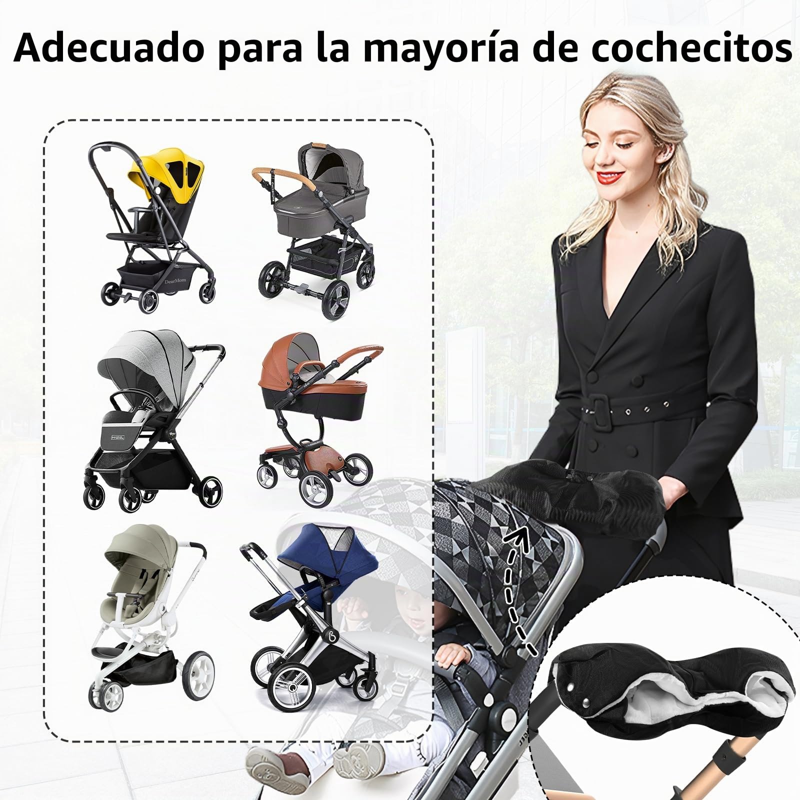 CNMTCCO Calentador de manos para cochecito de bebé, resistente al viento, calentador de manos con forro polar cálido, guantes para cochecito de bebé a prueba de viento en tamaño universal, calentador