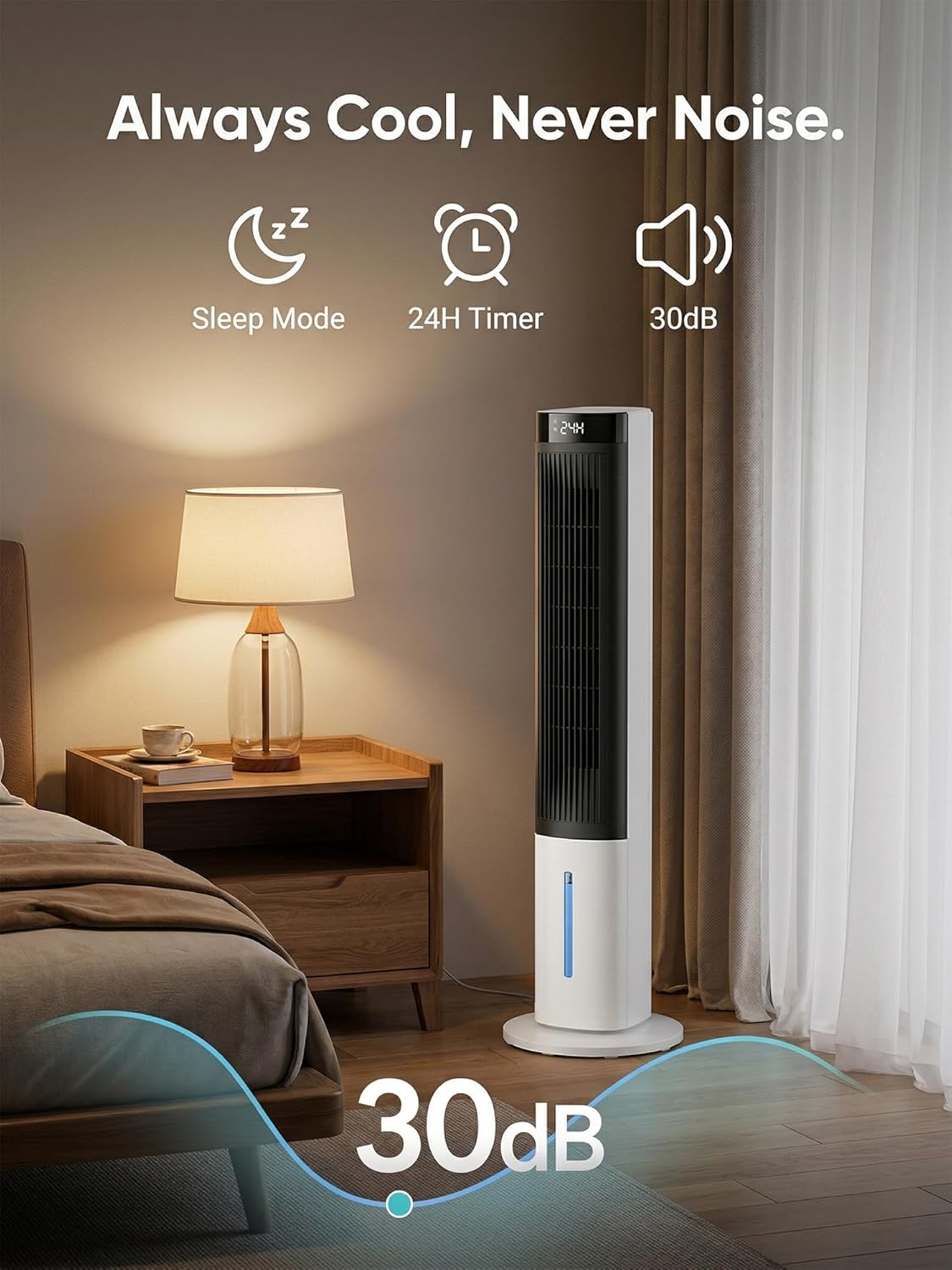 Uthfy 40" Tower Evaporative Air Cooler, Windowless Portable Air Conditioners, Cooling Fans that Blow Cold Air, 120° Oscillation, 4 Modes, Removable Water Tank, 24H Timer, Swamp Cooler for Room Bedroom