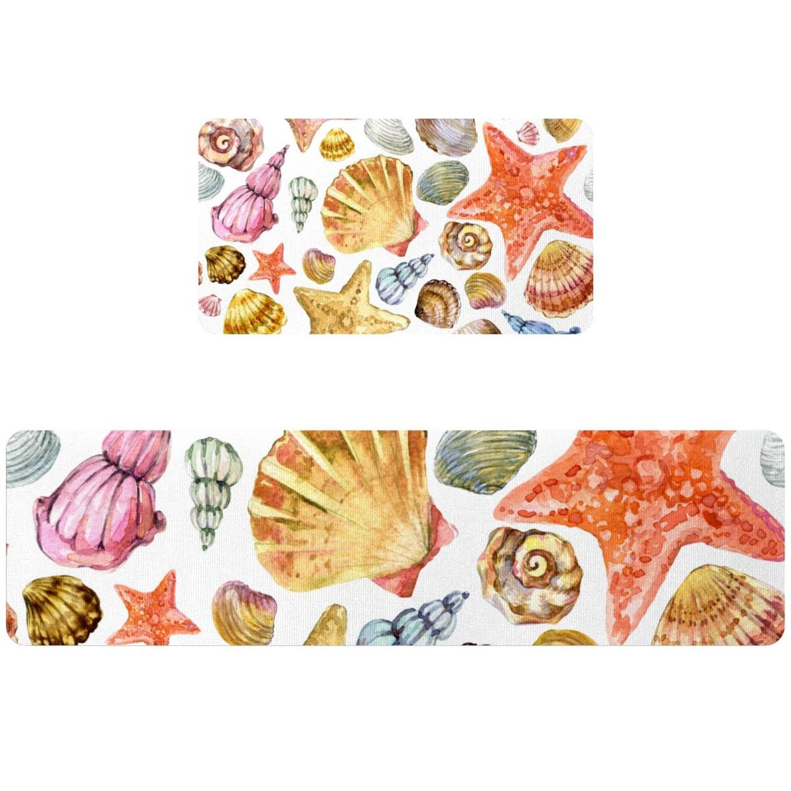 Alfombrillas de cocina antideslizante lavable absorbente alfombra pasillo vida marina 2 piezas