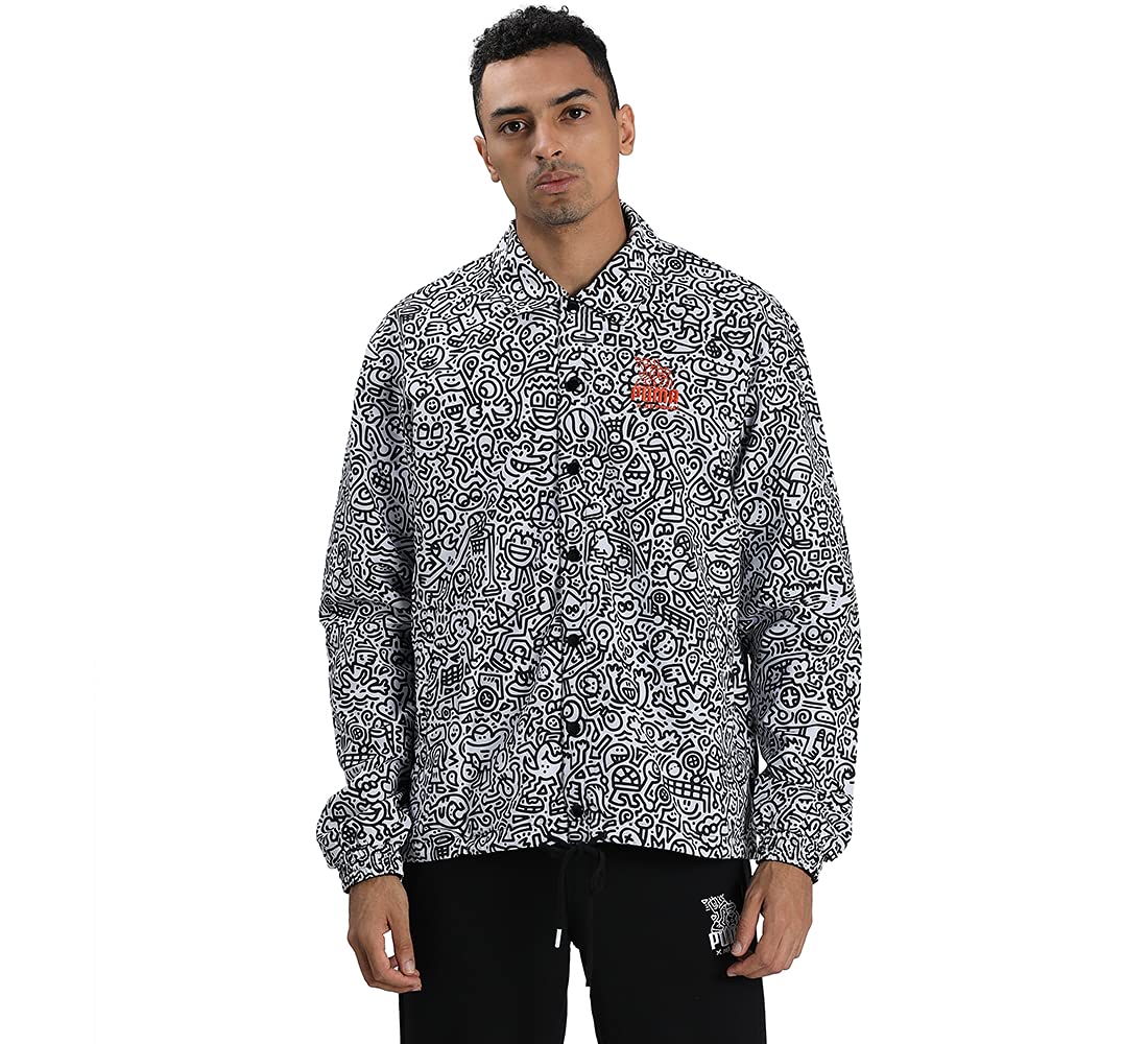PUMA X Mr Doodle Reversible Coach Black & White Mens Jacket 598638 02