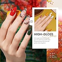 Vista 4 de Beetles - Set de 20 esmaltes de gel p/decoración de uñas, colección Fall Yard, purpurina naranja/marrón/rojo/azul marino, semipermanente, LED c/capa